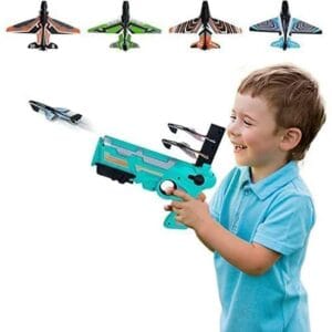 Airplane Launcher Gun Toy With Foam Glider Planes