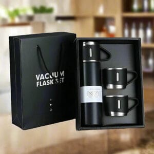 Stainless Steel Vacuum Flask Set with 3 Steel Cups Combo for Coffee Hot Drink and Cold Water Flask Ideal Gifting Travel Friendly Latest Flask Bottle